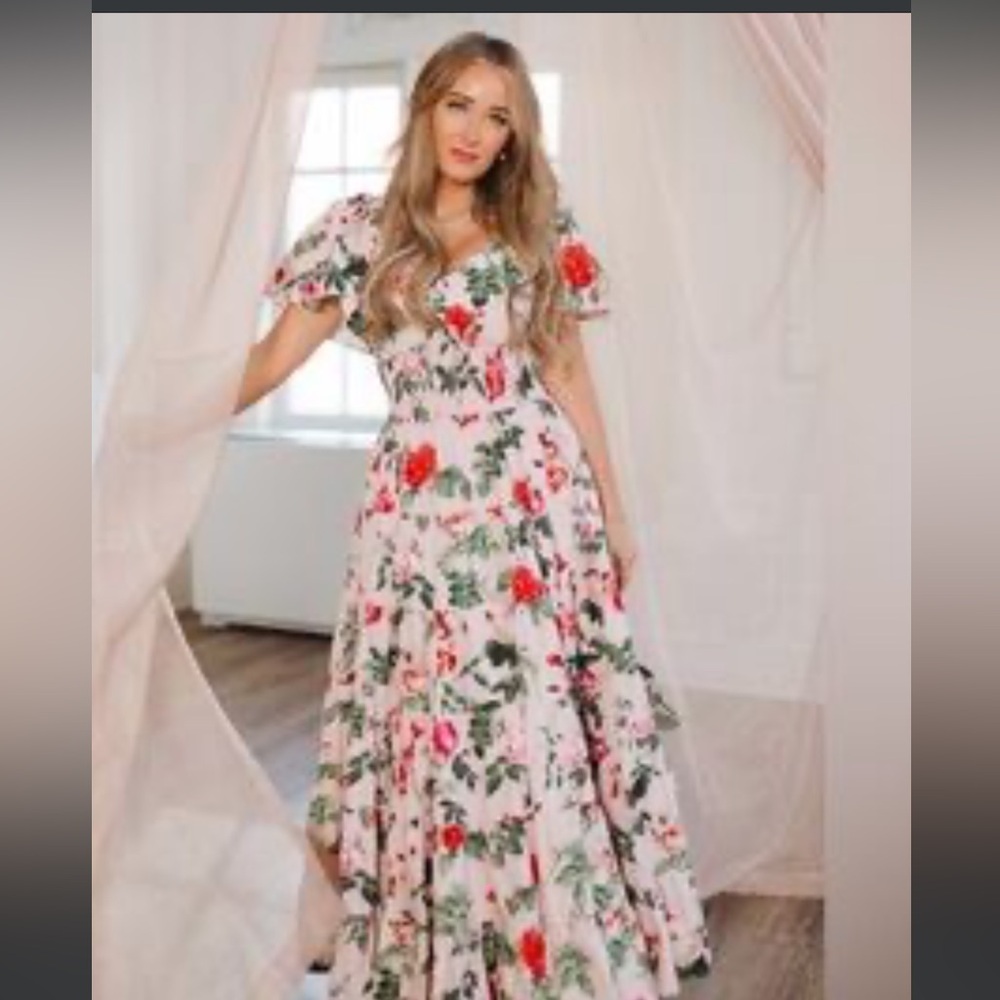 Ivy City Co Pink Floral Solange Maxi Dress - SIZE 1X